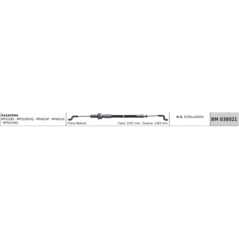 Câble frein moteur tondeuse MAORI MP5318S - MP5518SVQ câble 1547mm gaine 1263mm