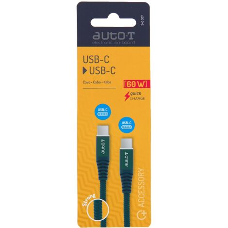 Cable gaine USB-C - USB-C 60W - Auto-t