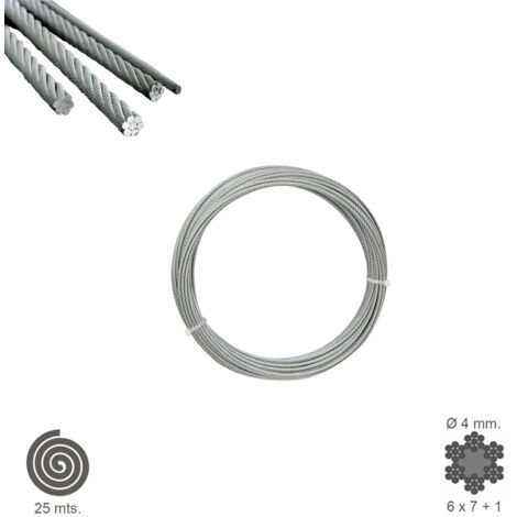 Cable Galvanizado   4 mm. (Rollo 25 Metros) No Elevacion