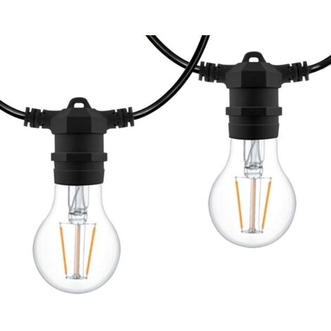 BARCELONA LED Câble guirlande guinguette extérieur 10 mètres - IP44 - Noir