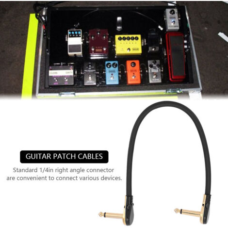 Câble guitare plat 30cm avec connecteur coudé 1/4" pour pédales d'effets