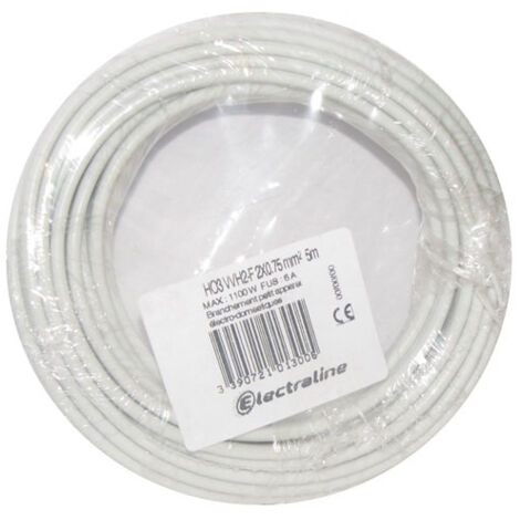 Câble H03VVH2F 2x0.75 05m blanc couronne - ELECTRALINE