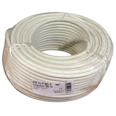 CABLE H05VVF 3X1.5 50M BLANC COURONNE ELECTRALINE - 10107079J