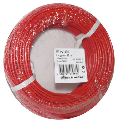 Câble H07VU 1x1.5 10m rouge couronne - ELECTRALINE