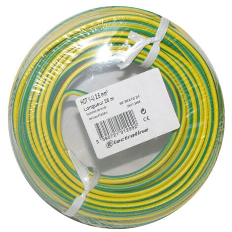 Câble H07VU 1x1.5 25m v/jaune couronne - ELECTRALINE
