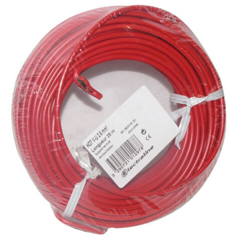Câble H07VU 1x2.5 25m rouge couronne - ELECTRALINE