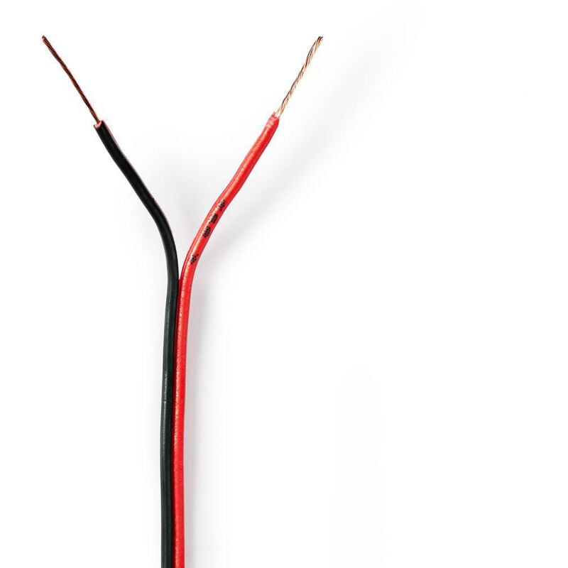 Nedis - Câble haut parleur 2x 0.35 mm² cca 100.0 m Rond pvc Noir / Rouge Emballage