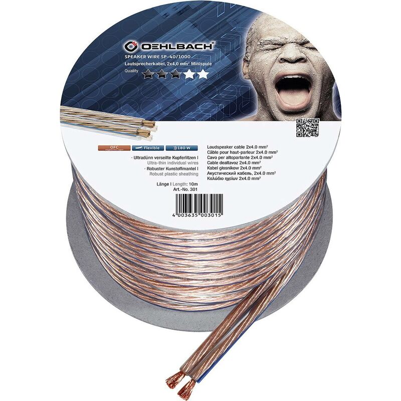 Oehlbach - 301 Câble haut-parleur 2 x 4 mm² transparent 10 m S170441