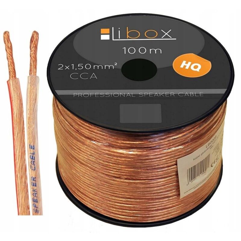 CÂBLE HAUT-PARLEUR OFC AUDIO PROFESSIONNEL HQ 2x1,5mm CCA 100m