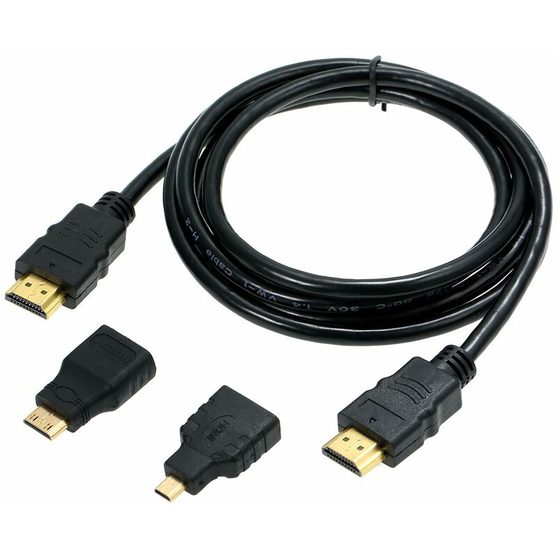

Cable HD 3 en 1 Cable HD Macho a Macho Linea de cable + Adaptador Micro HD + Adaptador Mini HD 1.5M