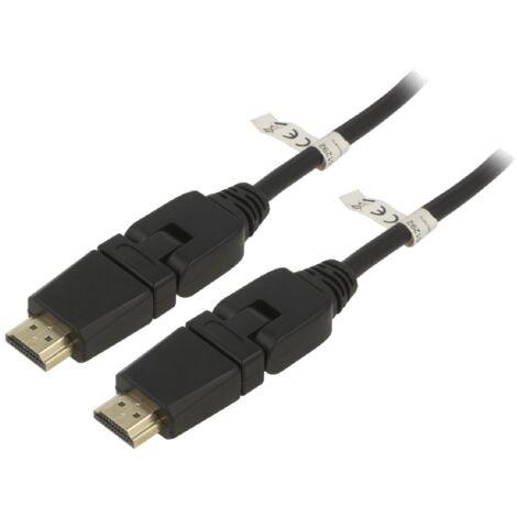Cable HDCP 2.2 HDMI 2.0 male mobile 360o des deux cotes - 5m