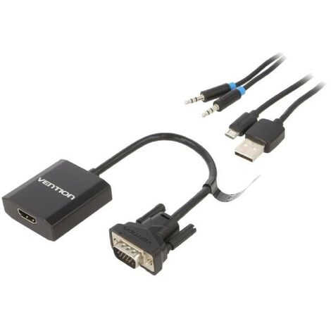 Cable HDMI 1.4 D-Sub 15pin HD prise male HDMI femelle 0.15m - Noir