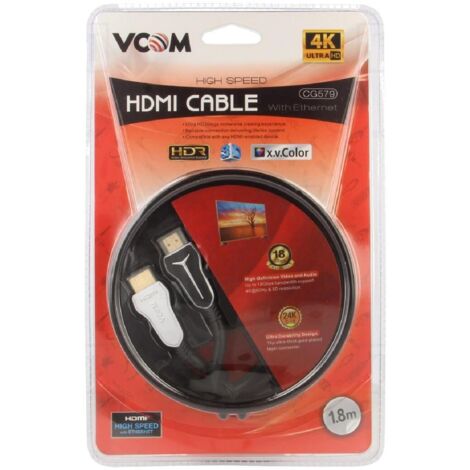 Cable HDMI 2.0 male des deux cotes 1.8m noir