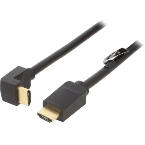 Cable HDMI 2.0 prise male HDMI prise male 90o UHD 4K 3D 3m - Noir