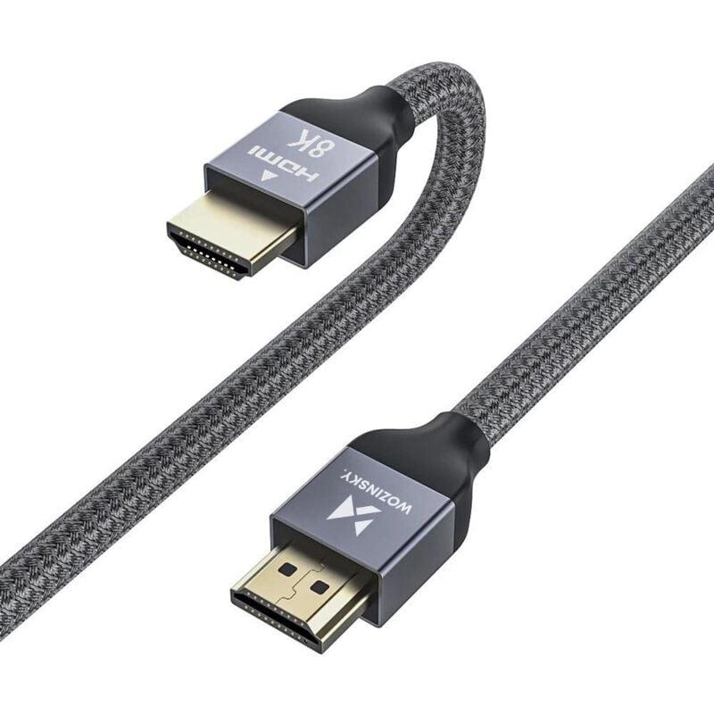 Câble HDMI 2.1 8K 60 Hz 48 Gbps 4K 120 Hz 2K 144 Hz 1 m argent