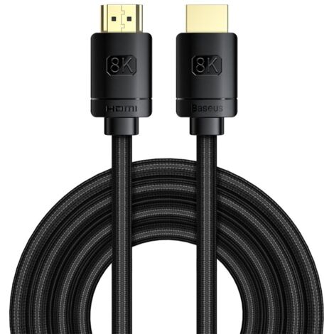 Cable HDMI 2.1 Baseus 8K 60 Hz 48 Gbps / 4K 120 Hz / 2K 144 Hz 3D eARC QMS HDR dinámico VRR ALLM 3 m negro (CAKGQ-L01)