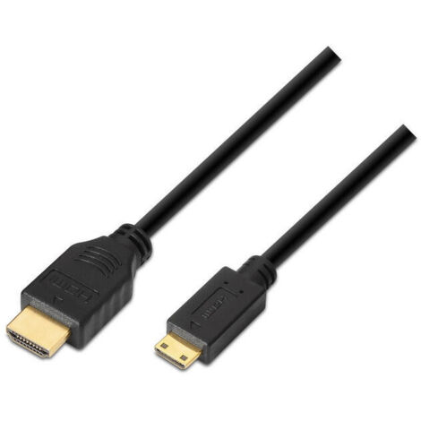 Cable HDMI Aisens A119-0115/ HDMI Macho - Mini HDMI Macho/ Hasta 10W/ 720Mbps/ 3m/ Negro