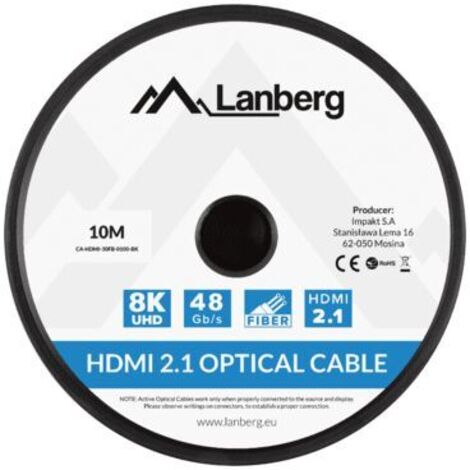 CABLE HDMI AOC LANBERG V2.1 M/M OPTICO ACTIVO 8K60HZ 10M NEGRO