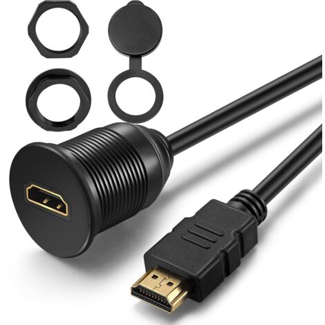 Cable HDMI para montaje empotrado en panel - Cable de extensión HDMI de 1 metro y 3 pies para montaje empotrado en panel de tablero para automóvil, barco y motocicleta