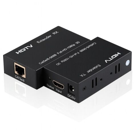Câble HDMI sur RJ60 4K 60M via CAT6, Compatible PS5 PC TV Box, Prolongateur Réseau LAN
