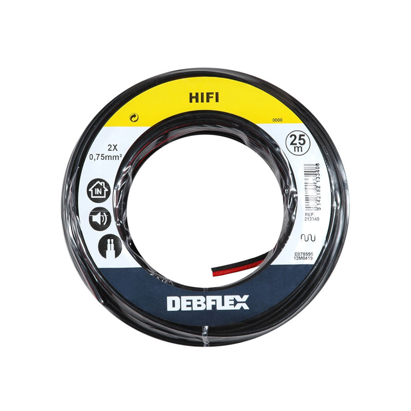 Debflex - bobinot hi-fi 2X0.75 MM² 25M rouge/noir - 213340