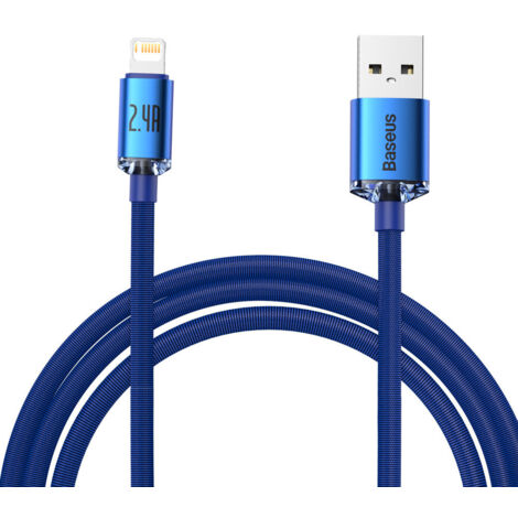 Cable iPhone para carga rápida y transferencia de datos USB - Lightning 2.4A 2m azul