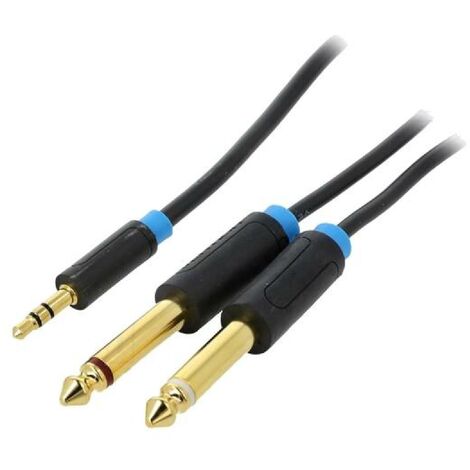 Cable Jack 3.5mm 3pin Male vers 2x Jack 6.3mm Male 0.5m