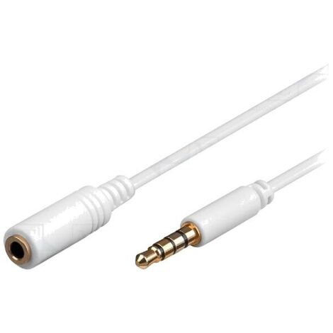 Cable Jack 3.5mm 4pin Femelle vers Jack 3.5mm 4pin male 3m blanc