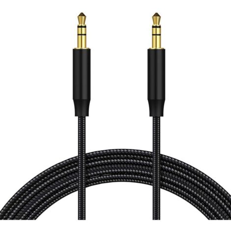 Câble Jack Audio Câble, Aux Câble Auxiliaire 3.5mm Câble Stéréo Audio Mâle vers Mâle en Nylon pour Casques, iPod, iPhone, iPad, HiFi, Tablette, Autoradio, Smartphones, MP3, Voiture - 1M