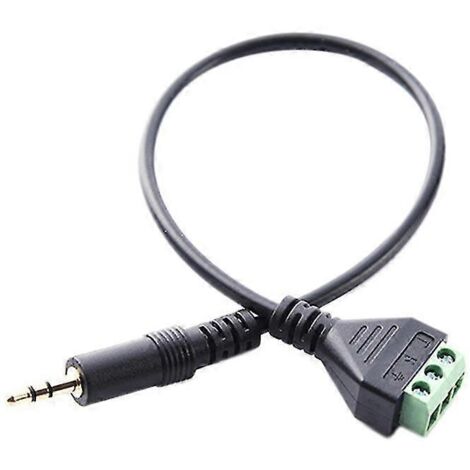 Câble jack stéréo mâle 3,5 mm à 3 pôles vers connecteur vidéo AV 3 broches avec blindage à vis, 30 cm, Adablack