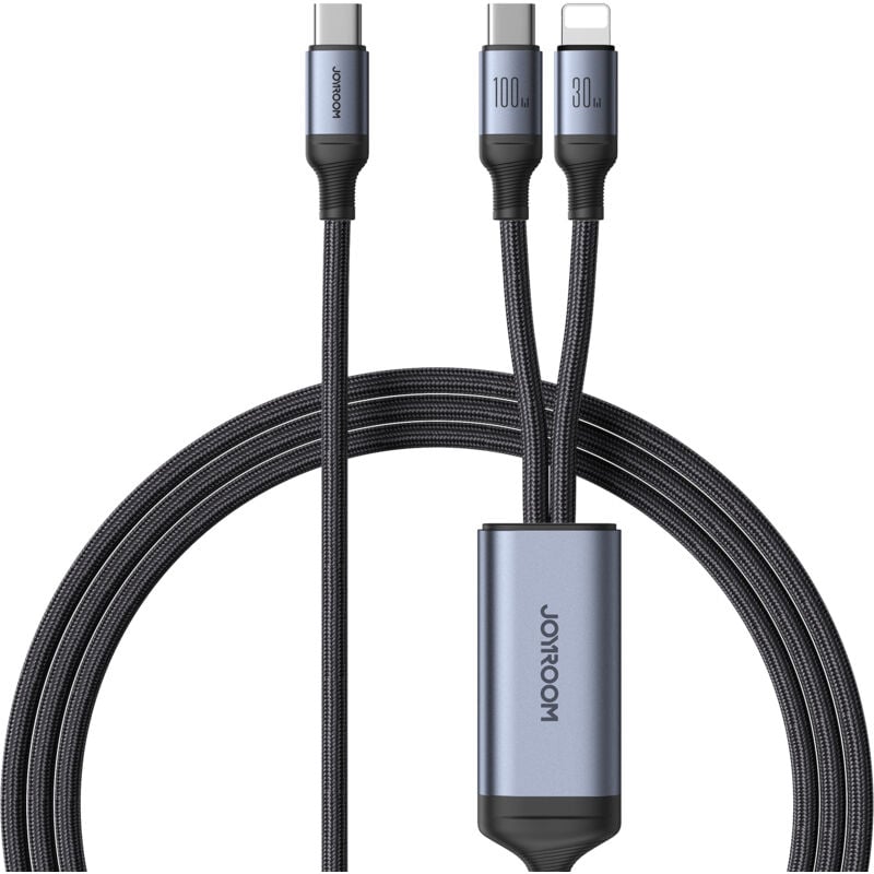Câble Lightning 2en1 Speedy Series USB-C - USB-C / iPhone 100W 1,5m noir
