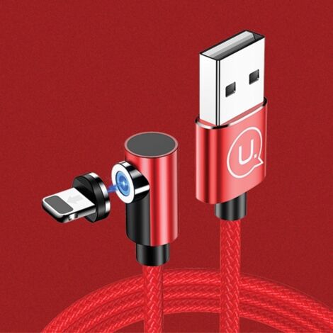 Câble Lightning USAMS 1 m magnétique coudé rouge