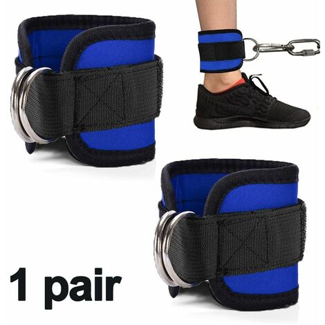 Cable Machine Ankle Strap for Bounces, Glute Workouts, Leg Extensions, Buckles and Hip Abductors for Men and Women, Adjustable Neoprene Support, Blue