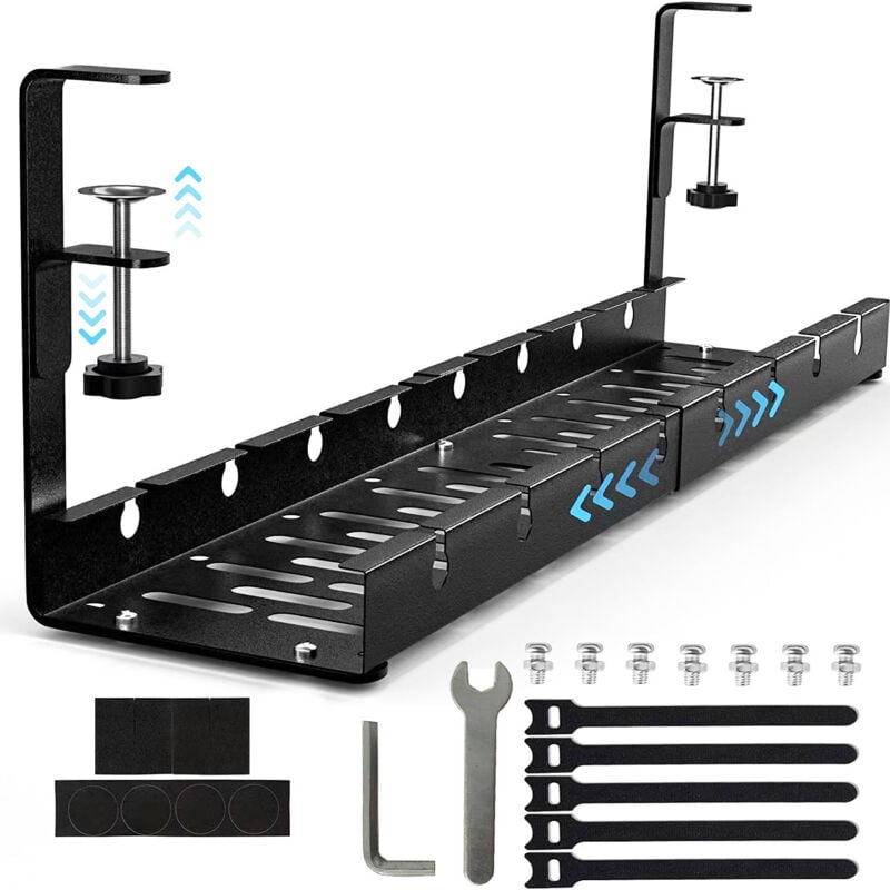 Longziming - Cable Management, Gestion Cable Bureau sans Perçage,Passe-câbles de bureau noir rétractable, Rétractable de 30,5cm à 55cm, Kit Cable