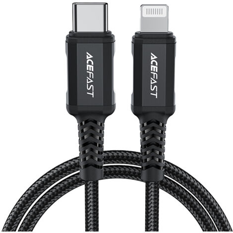 Cable MFI para iPhone USB-C - Lightning 30 W 3 A 1,8 m Negro
