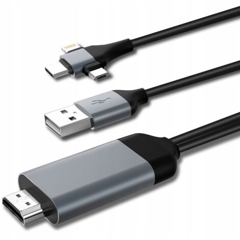 CABLE micro USB C Lightning - Adaptador HDMI 2M MHL