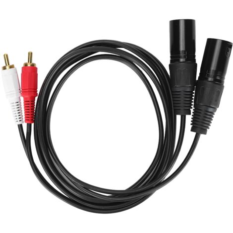 Câble Microphone Double Mâle XLR vers Double RCA pour Connexion Audio Stéréo HiFi