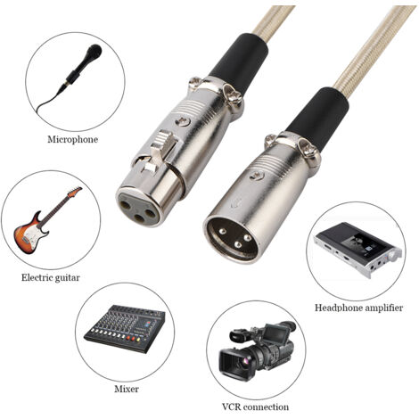 Câble Microphone XLR Mâle vers Femelle 3 Broches 1 Mètre / 3.3 Pieds