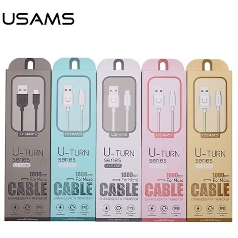 Câble microUSB USAMS 1 m, charge rapide, blanc