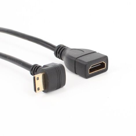 Câble mini HDMI, adaptateur coudé à 90 degrés HDMI mâle vers HDMI femelle, petit vers grand.