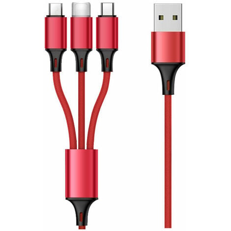 Câble USB vers Lightning Charge Rapide Auto Power OFF 1.2m 3A MAX Rouge
