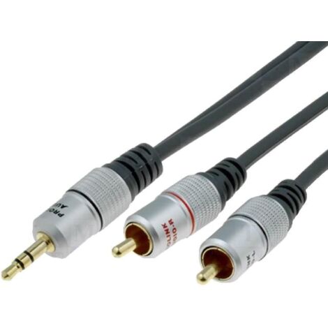 Cable noir Jack 3.5mm RCAx2 1.8m