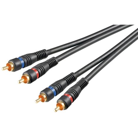 Cable noir RCAx2 dore 1.5m