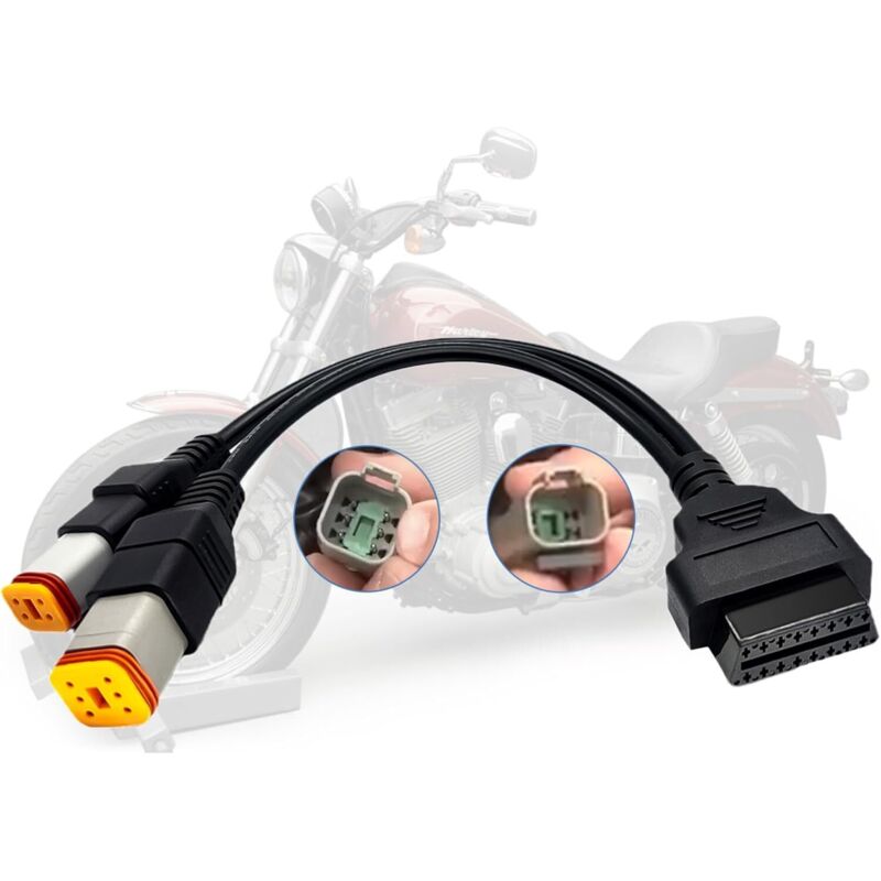Cable OBD2 para Harley de 4 pines + 6 pines, adaptador de escáner OBD 2 en 1, con herramienta de diagnóstico para motocicletas Harley Davidson.
