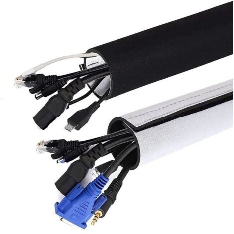 Câble Organisateur, 3Meter Néoprène Câble pour Ranger ou Cacher, Gaine pour Câbles de Télé ou Ordinateur (Noir Blanc) LBQ94