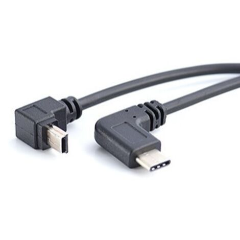 Câble OTG (copie d'images) compatible avec les téléphones Android (USB-C mâle vers mini-5 broches mâle, coudé par le bas) et les appareils photo Canon.