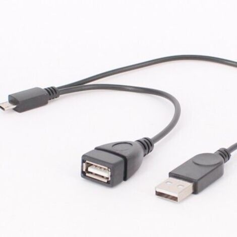 Câble OTG pour connecter des téléphones et tablettes Android à des clés USB pour lire des fichiers et des vidéos câble OTG avec alimentation.