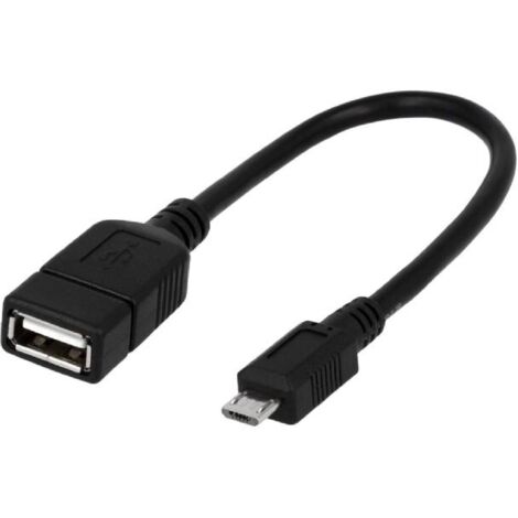 Cable- OTG.USB 2.0- USB A socle.USB B micro prise- 0.2m- noir