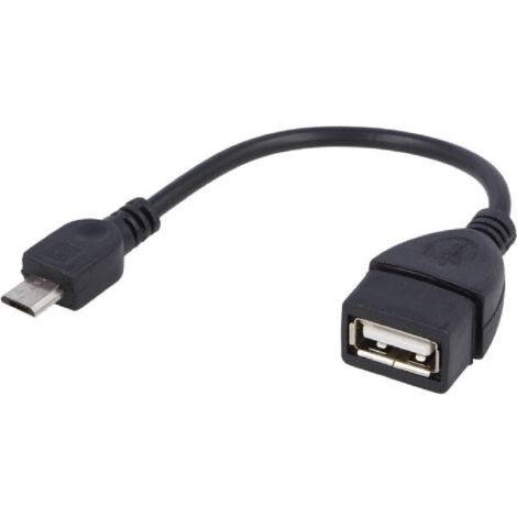 Cable- OTG.USB 2.0- USB A socle.USB B micro prise- nickele- noir