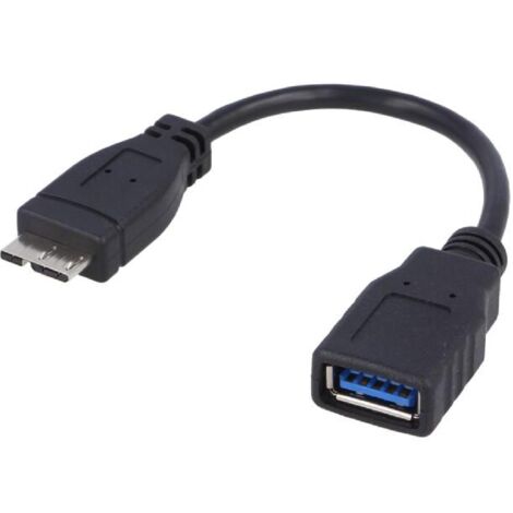 Cable- OTG.USB 3.0- USB A socle.USB B micro prise- nickele- noir
